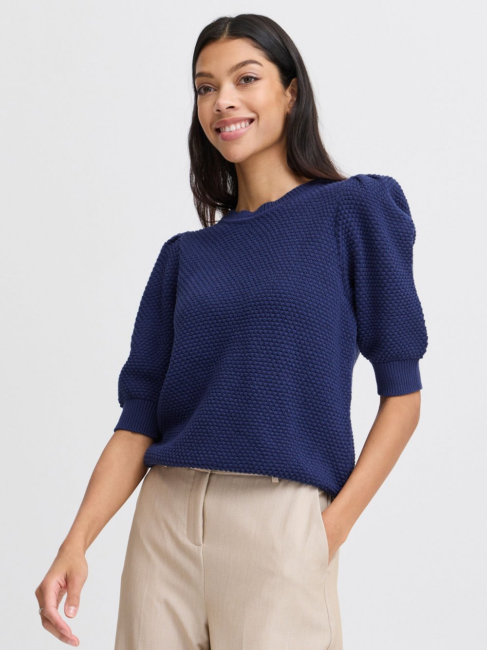 B.Young Strickpullover Damen Baumwolle blau, S