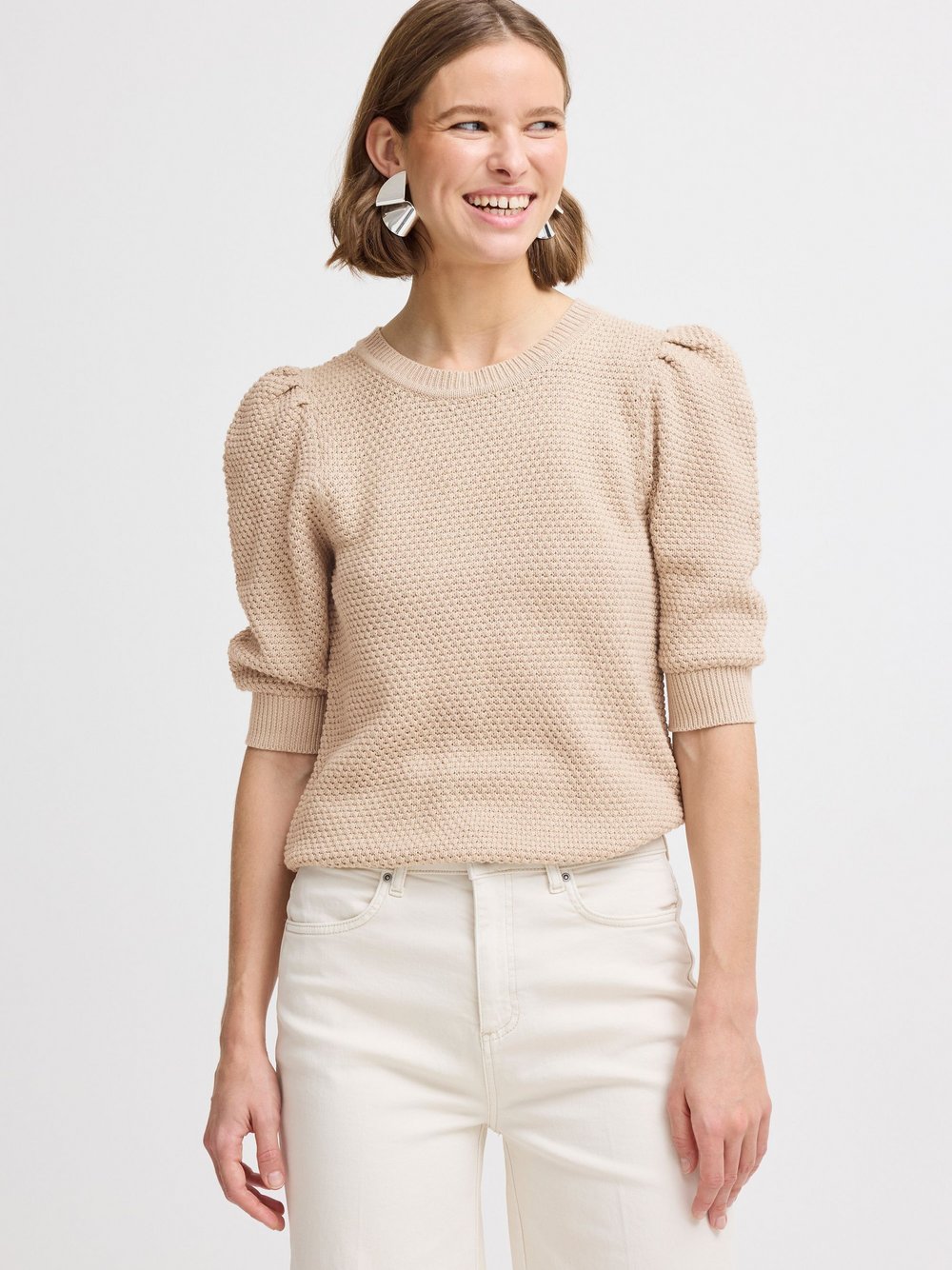 B.Young Strickpullover Damen Baumwolle beige, XL