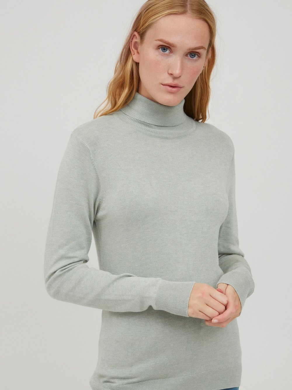 B.Young Rollkragenpullover Damen Viskose grün, XL