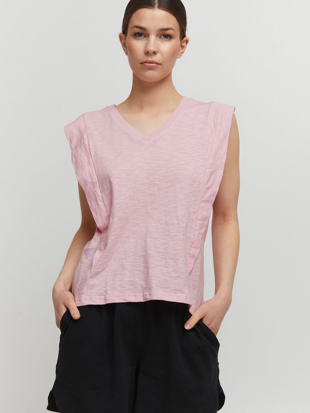 B.Young Shirttop Damen Baumwolle rosa meliert, L