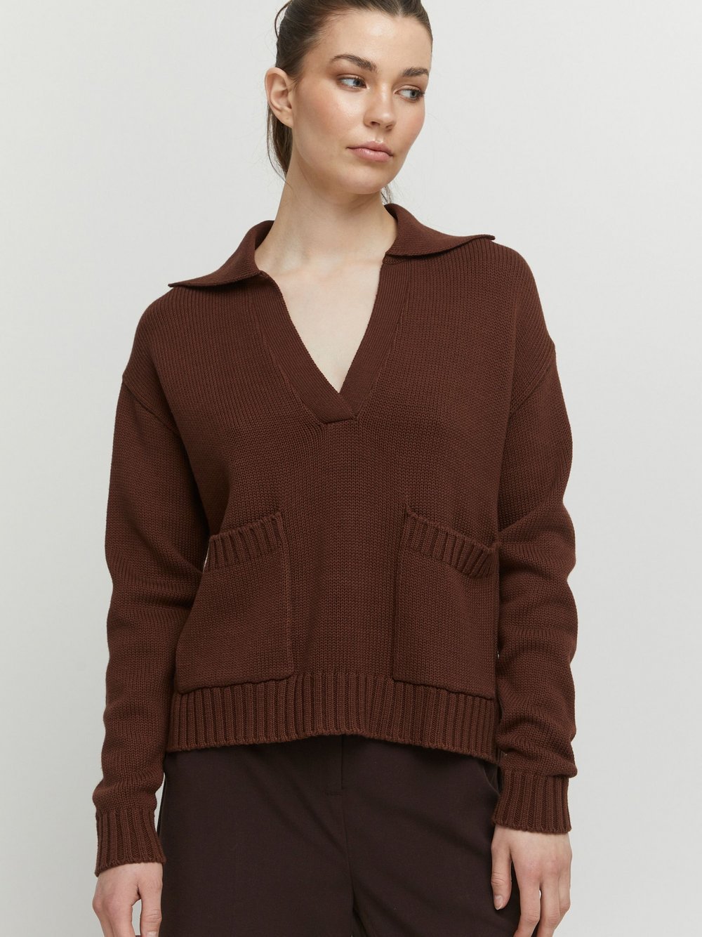 B.Young Strickpullover Damen Baumwolle braun, XS