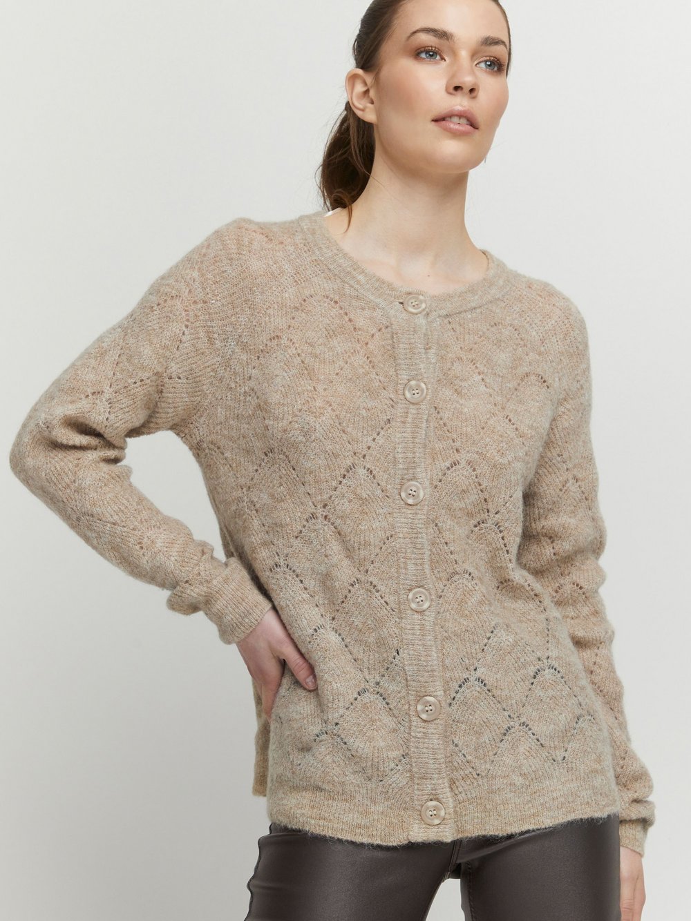 Thumbnail - B.Young Strickjacke Damen braun meliert, L