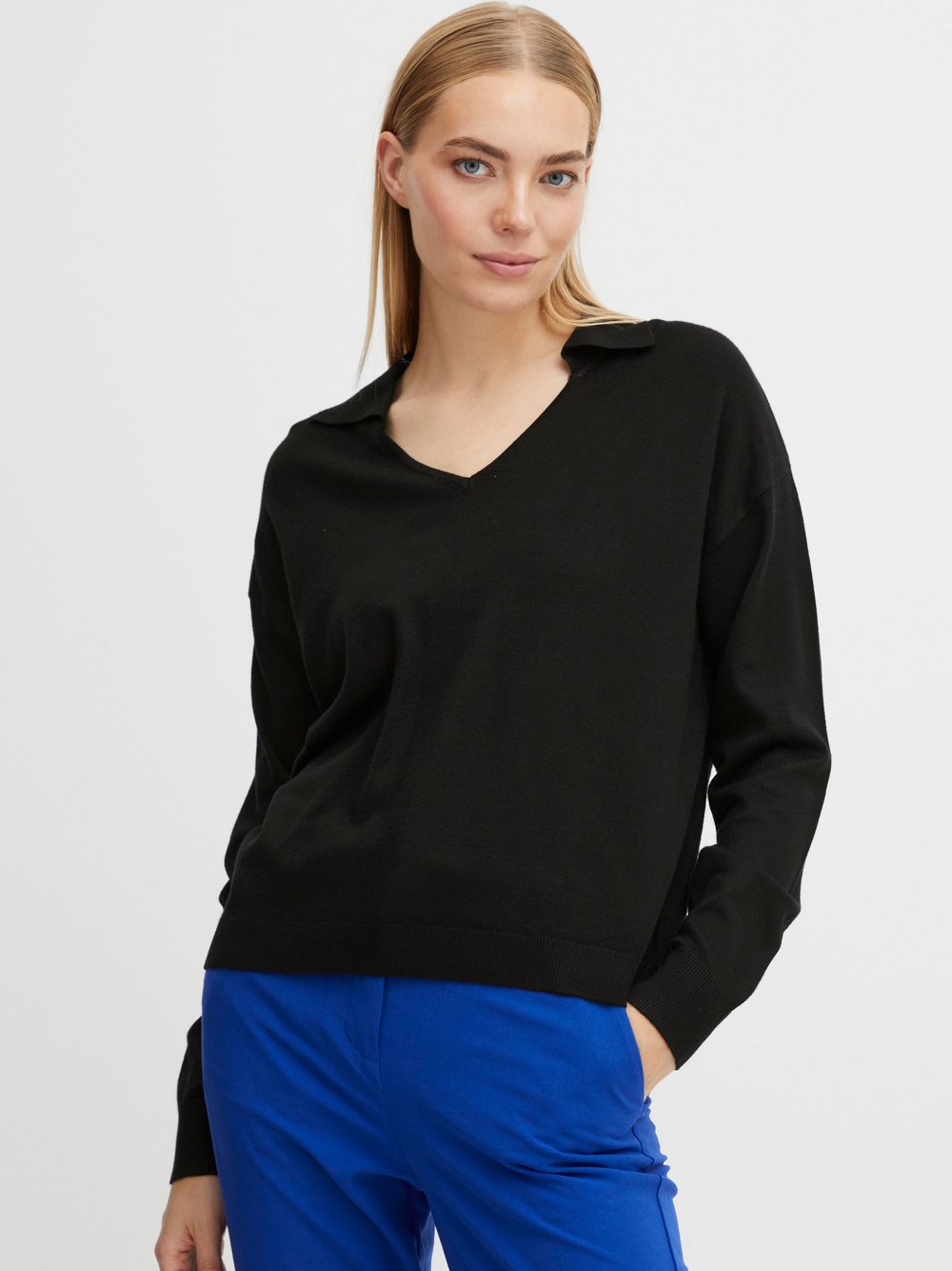 B.Young Strickpullover Damen Viskose schwarz meliert, XXL