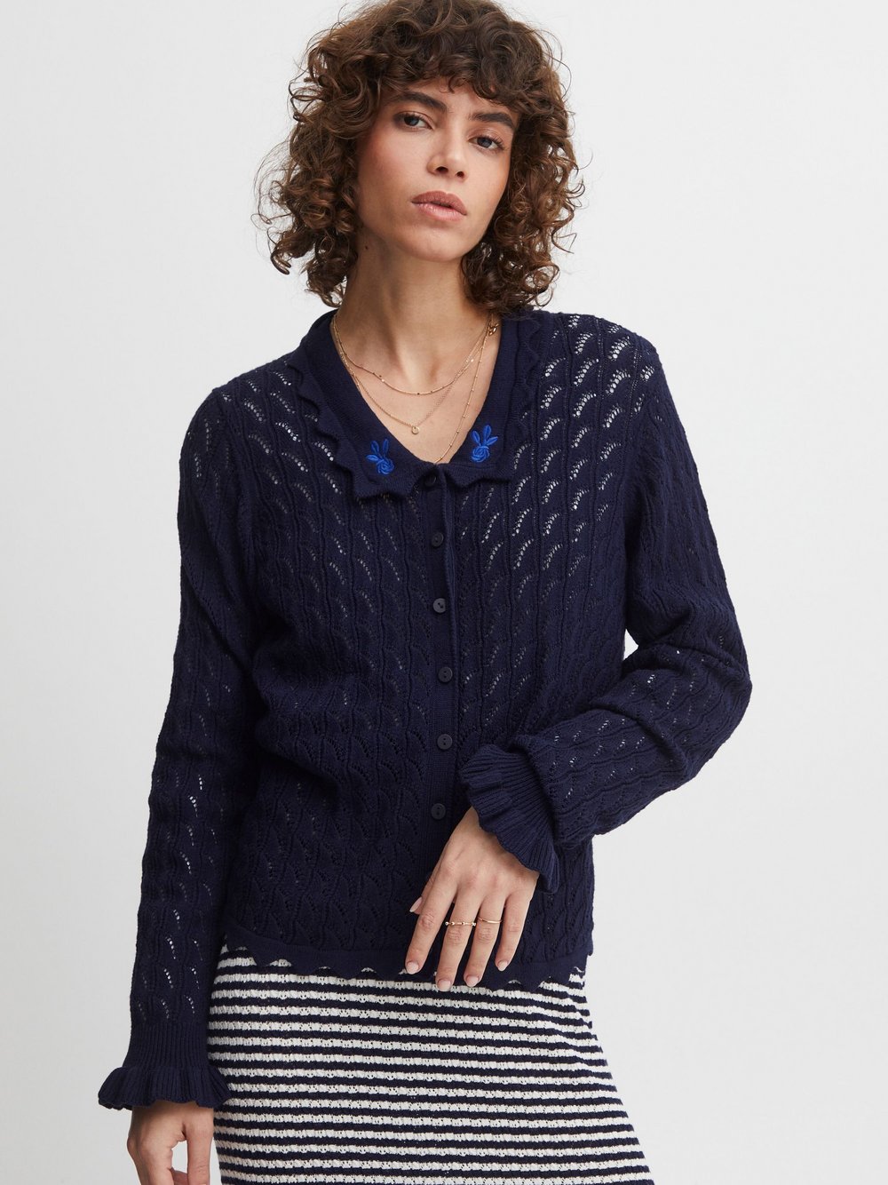 Atelier Rêve Strickjacke Damen Viskose blau, XL