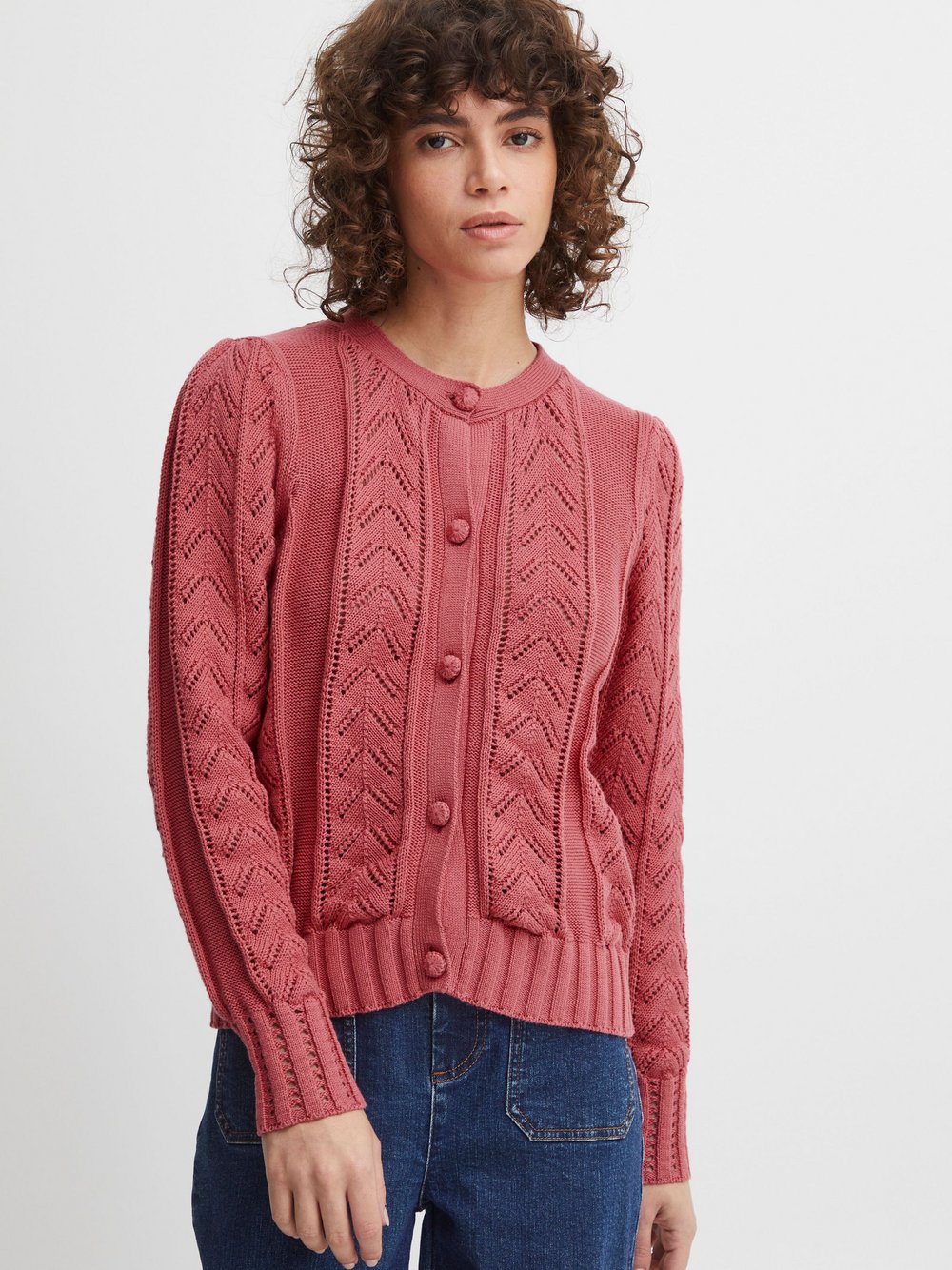 Atelier Rêve Strickjacke Damen Baumwolle rosa, L