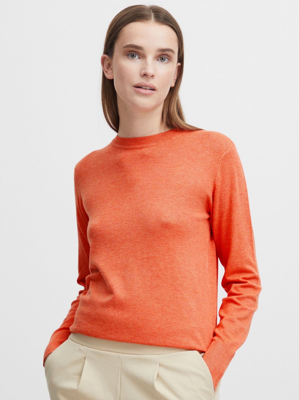 B.Young Strickpullover Damen Viskose orange, XXL