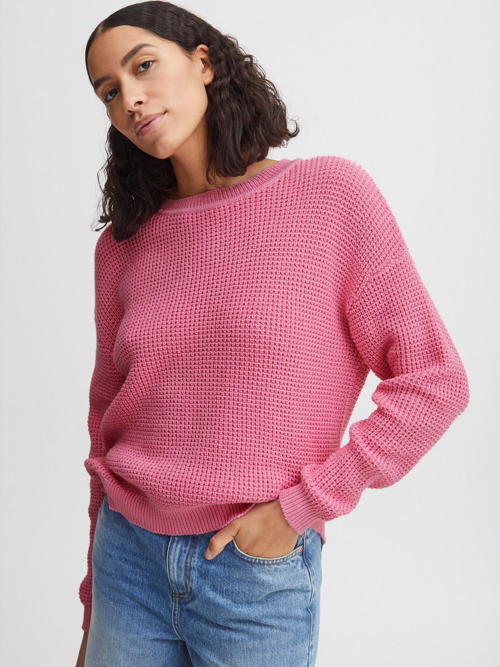 B.Young Strickpullover Damen Baumwolle pink, XXL