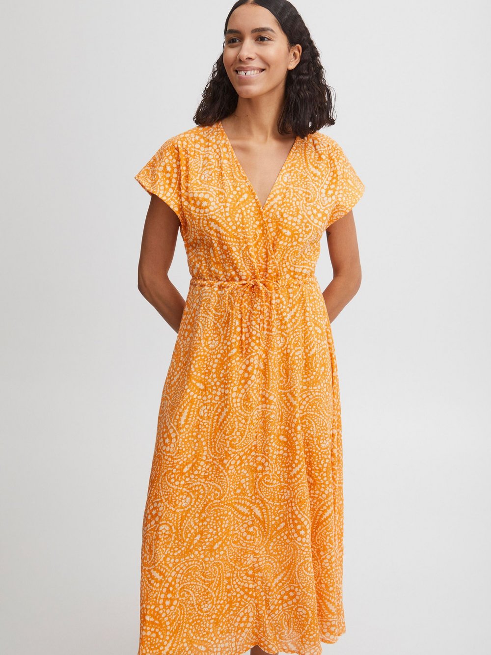 B.Young Blusenkleid Damen Baumwolle orange gemustert, 38