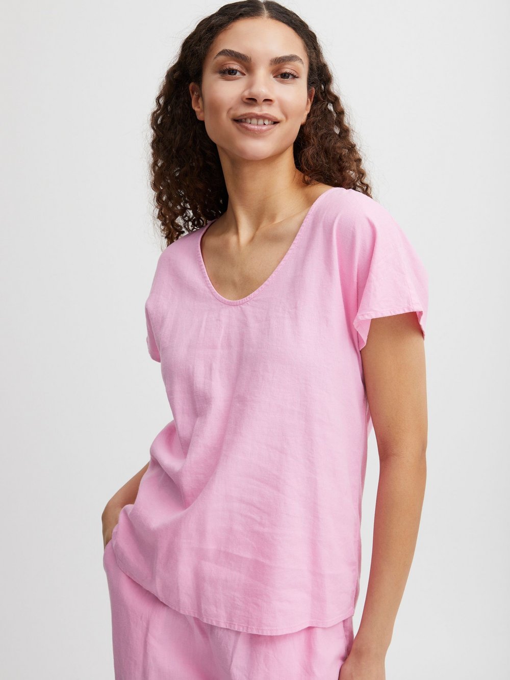 B.Young Kurzarmbluse Damen pink gemustert, 38