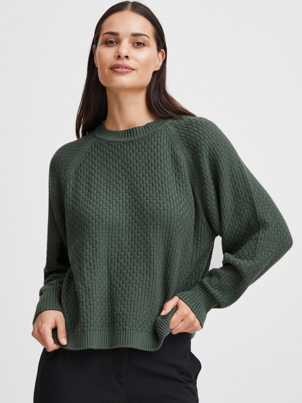 B.Young Strickpullover Damen Baumwolle grün, M