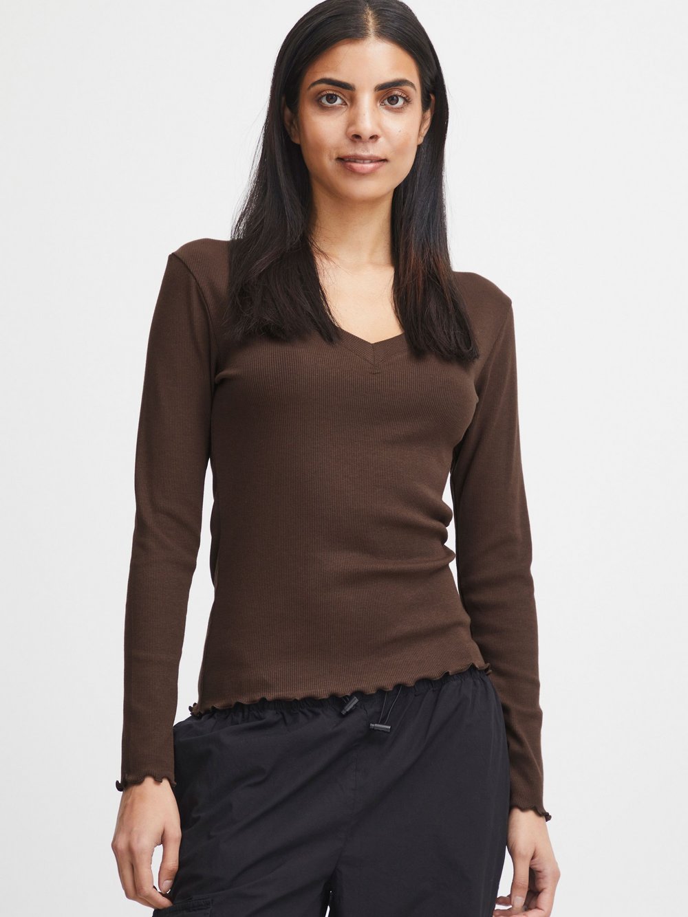 B.Young Longsleeve Damen Baumwolle braun, L