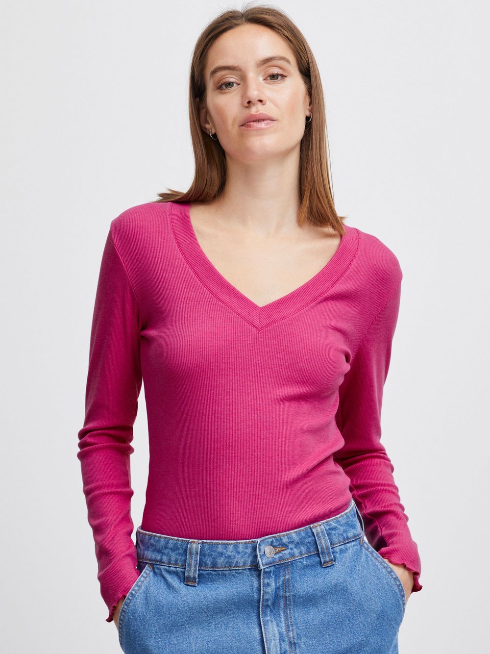 B.Young Longsleeve Damen Baumwolle pink, L