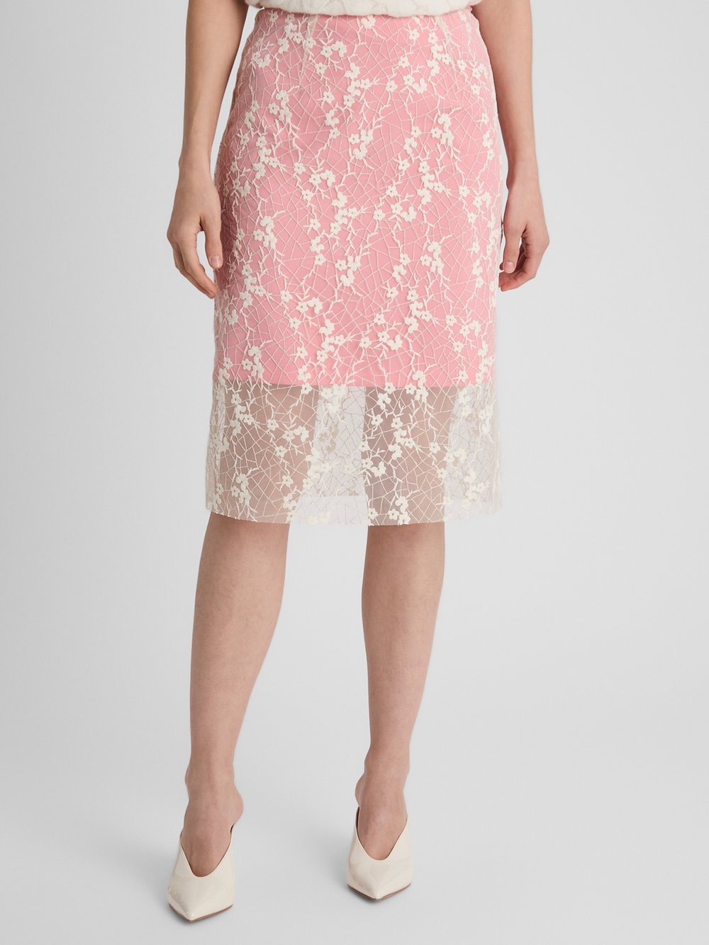 Guido Maria Kretschmer Mesh-Midirock Damen rosa gemustert, 42