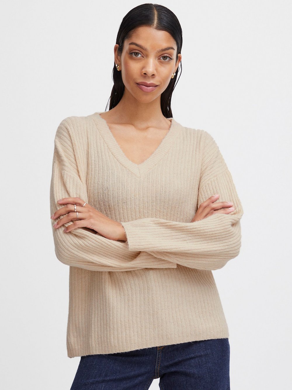 B.Young Strickpullover Damen beige, XS