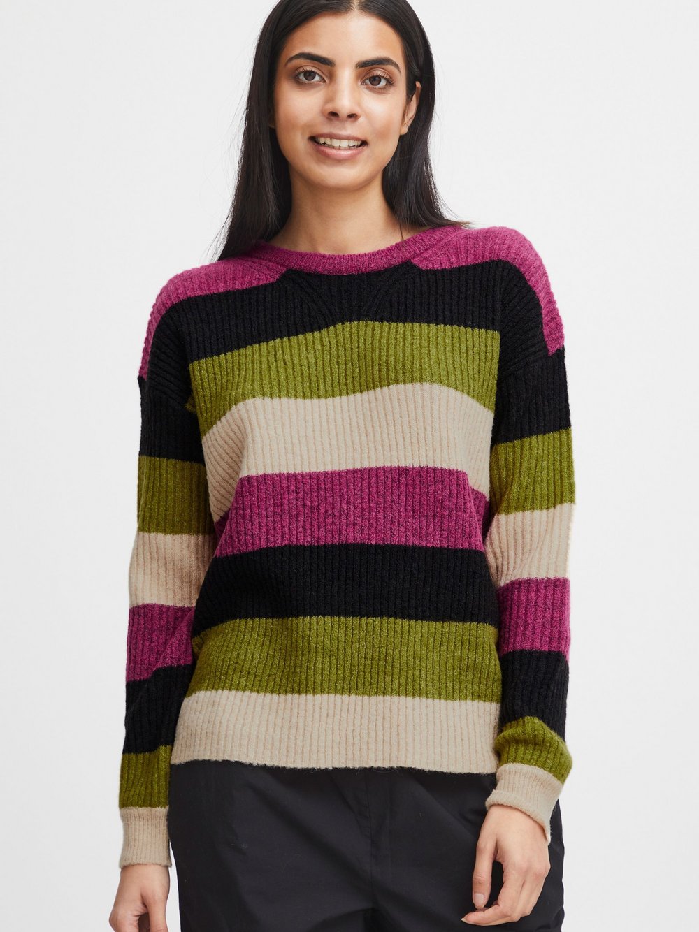 B.Young Strickpullover Damen mehrfarbig gestreift, XS