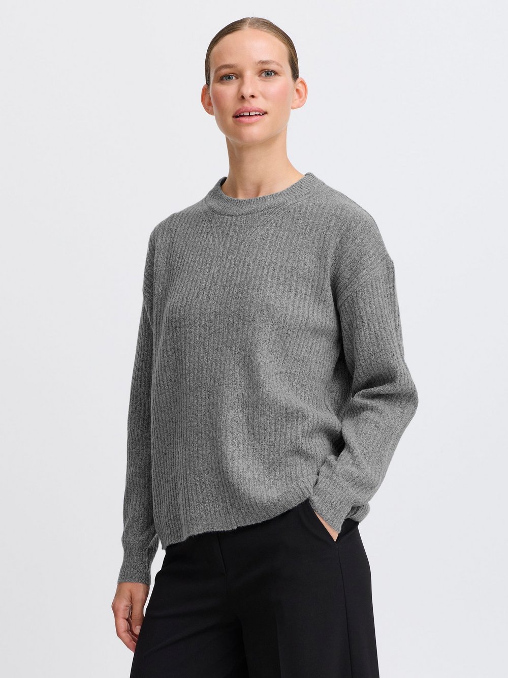 B.Young Strickpullover Damen grau gestreift, XS