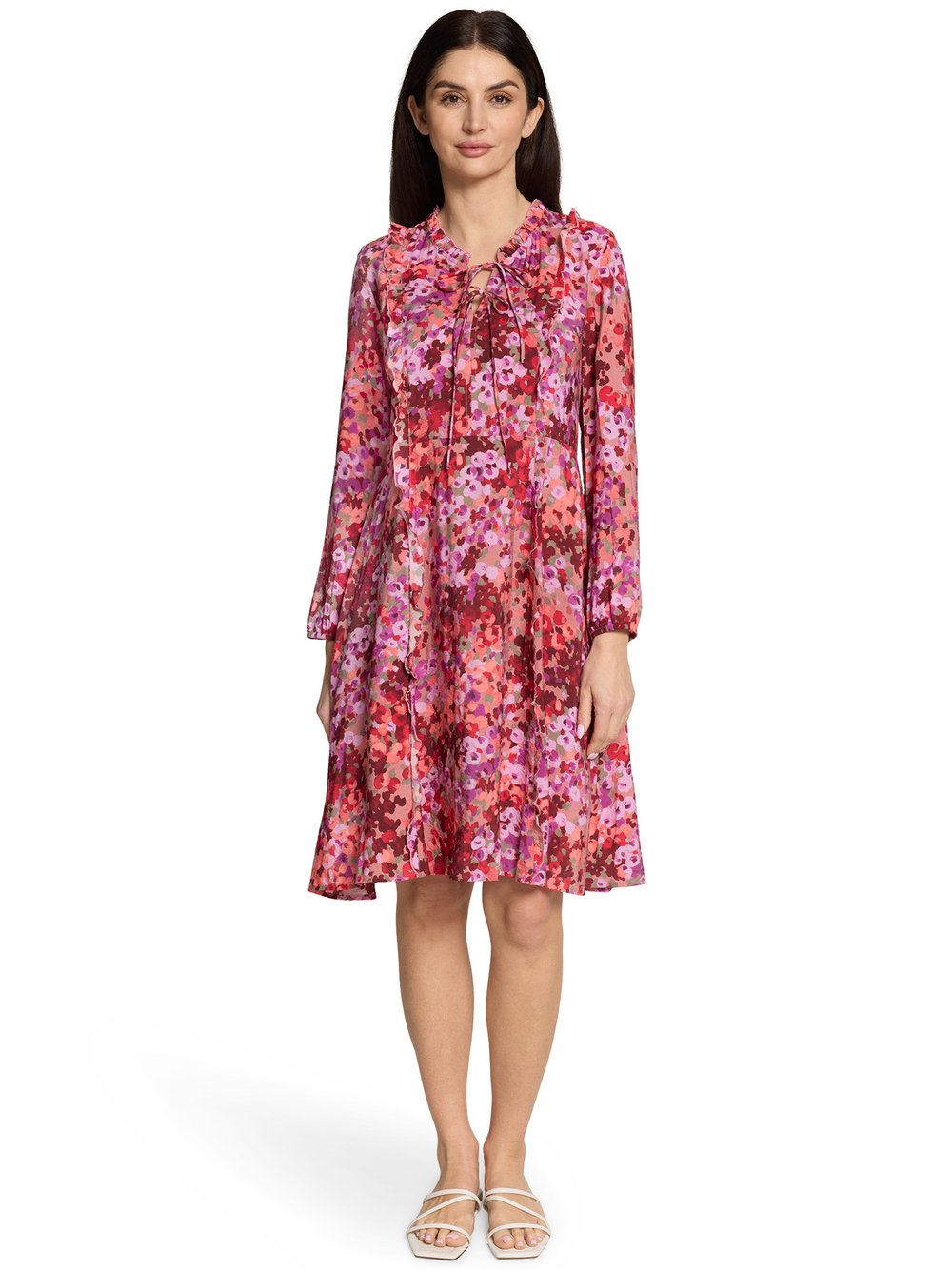 Thumbnail - Cartoon Kleid Damen Viskose rot gemustert, 38