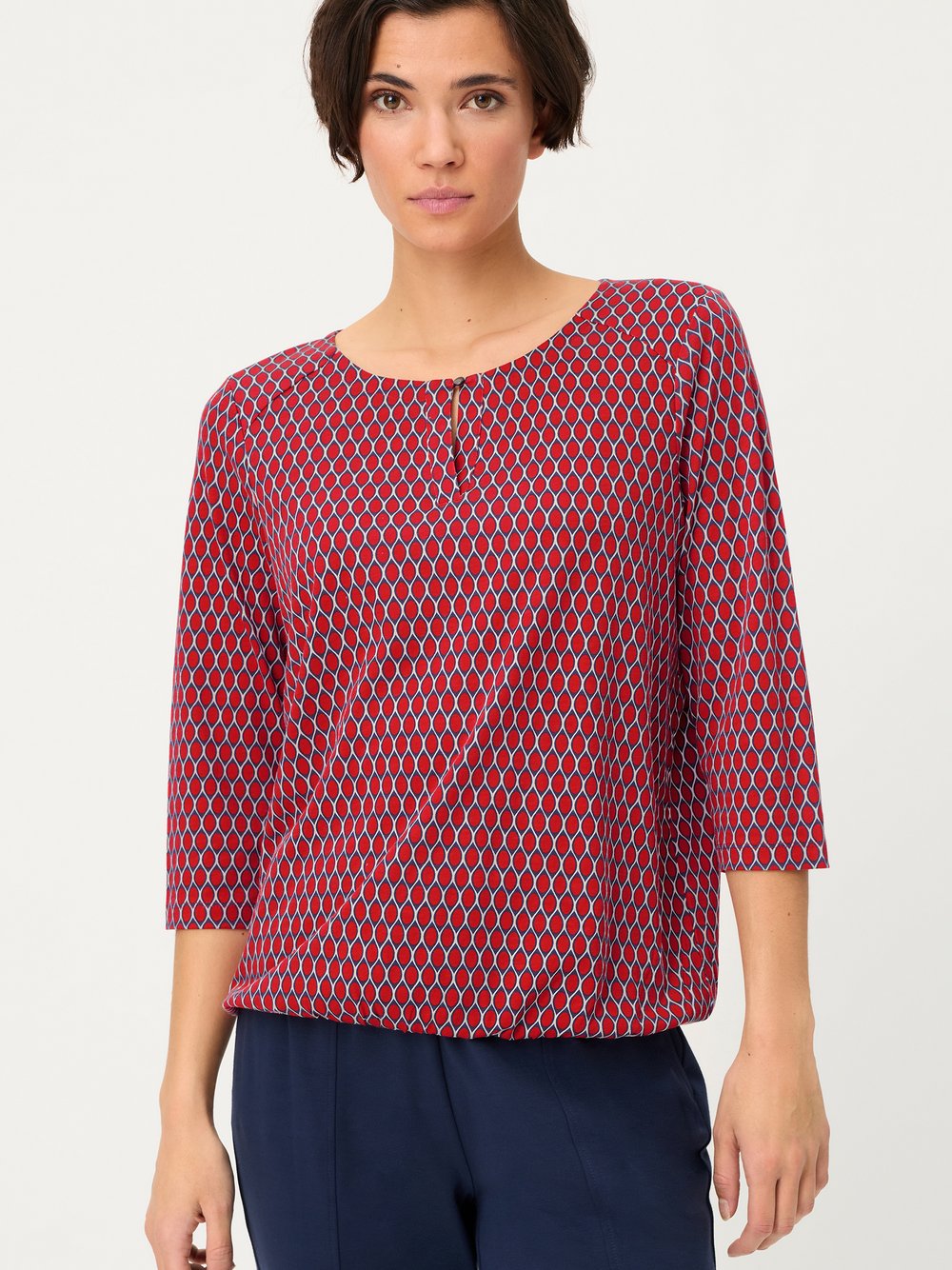 Olsen Shirt Damen Baumwolle rot gemustert, 46