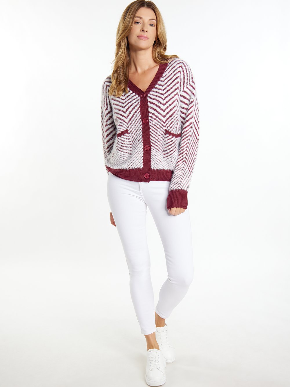 Usha Cardigan Damen Polyamid rot gemustert, M/L