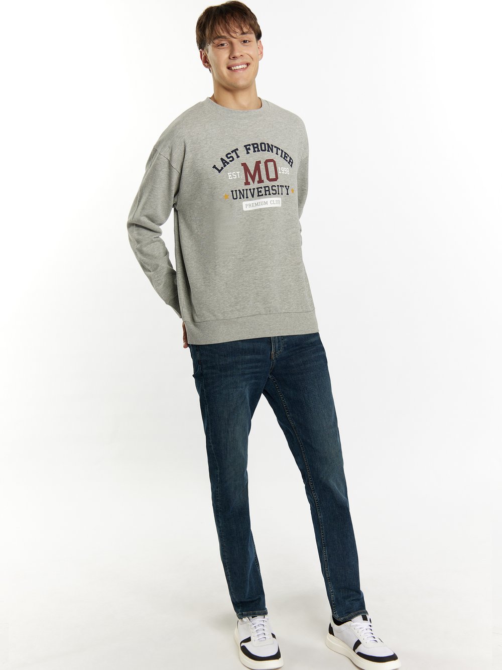 Mo Sweatshirt Herren Baumwolle grau meliert, M