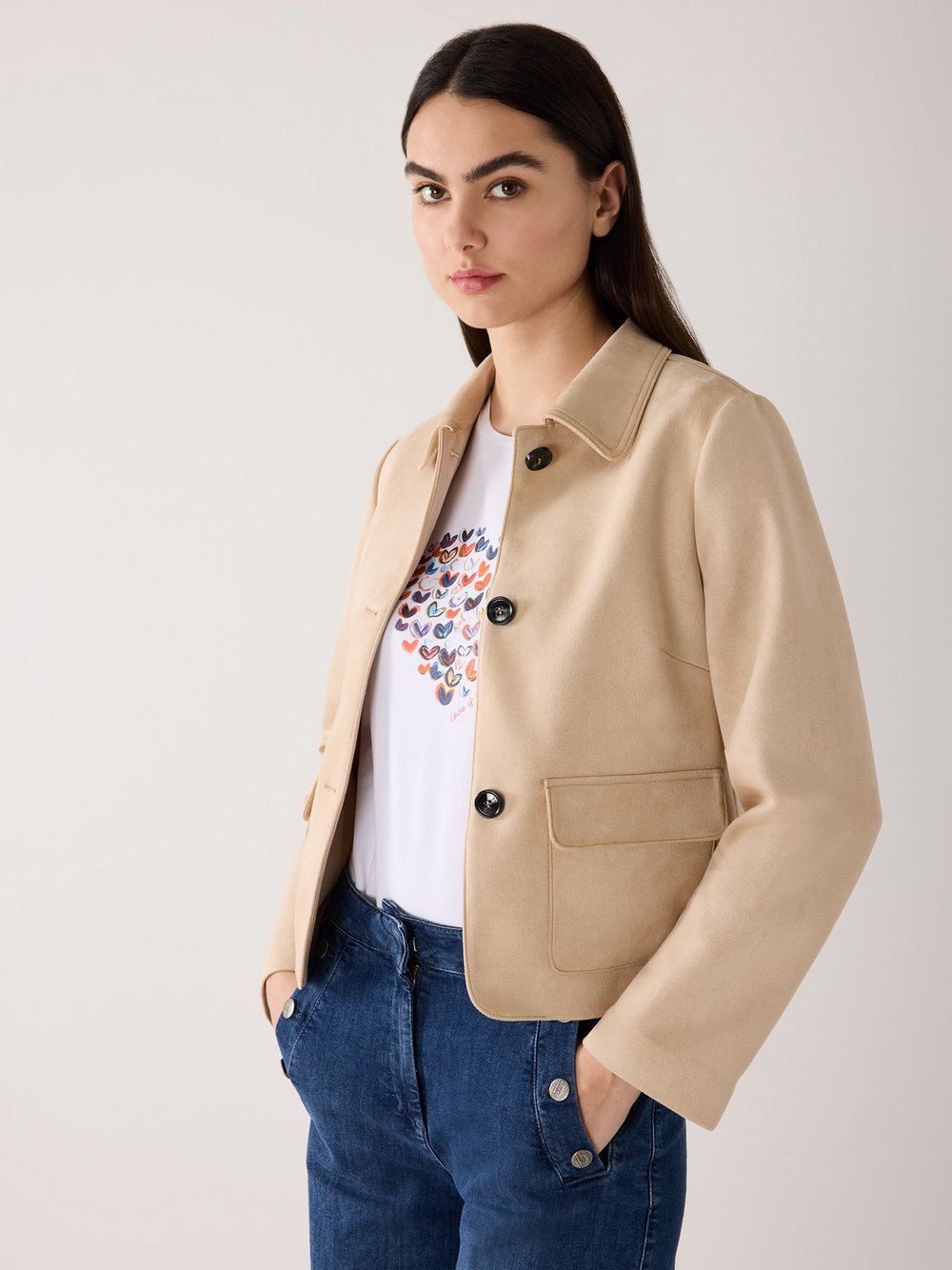 More & More T-Shirt Damen Baumwolle mehrfarbig gemustert, 40