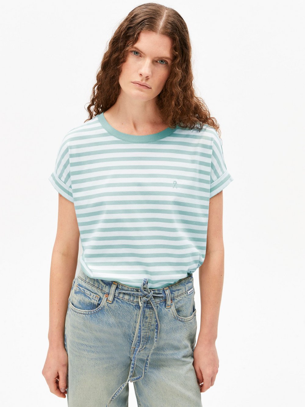 Thumbnail - ARMEDANGELS T-Shirt Damen Baumwolle (100%) grün gestreift, L