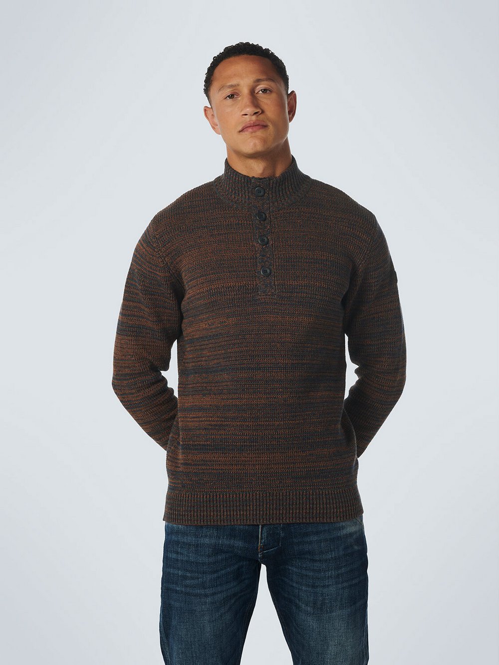 No Excess Pullover Herren Baumwolle gelb gestreift, S