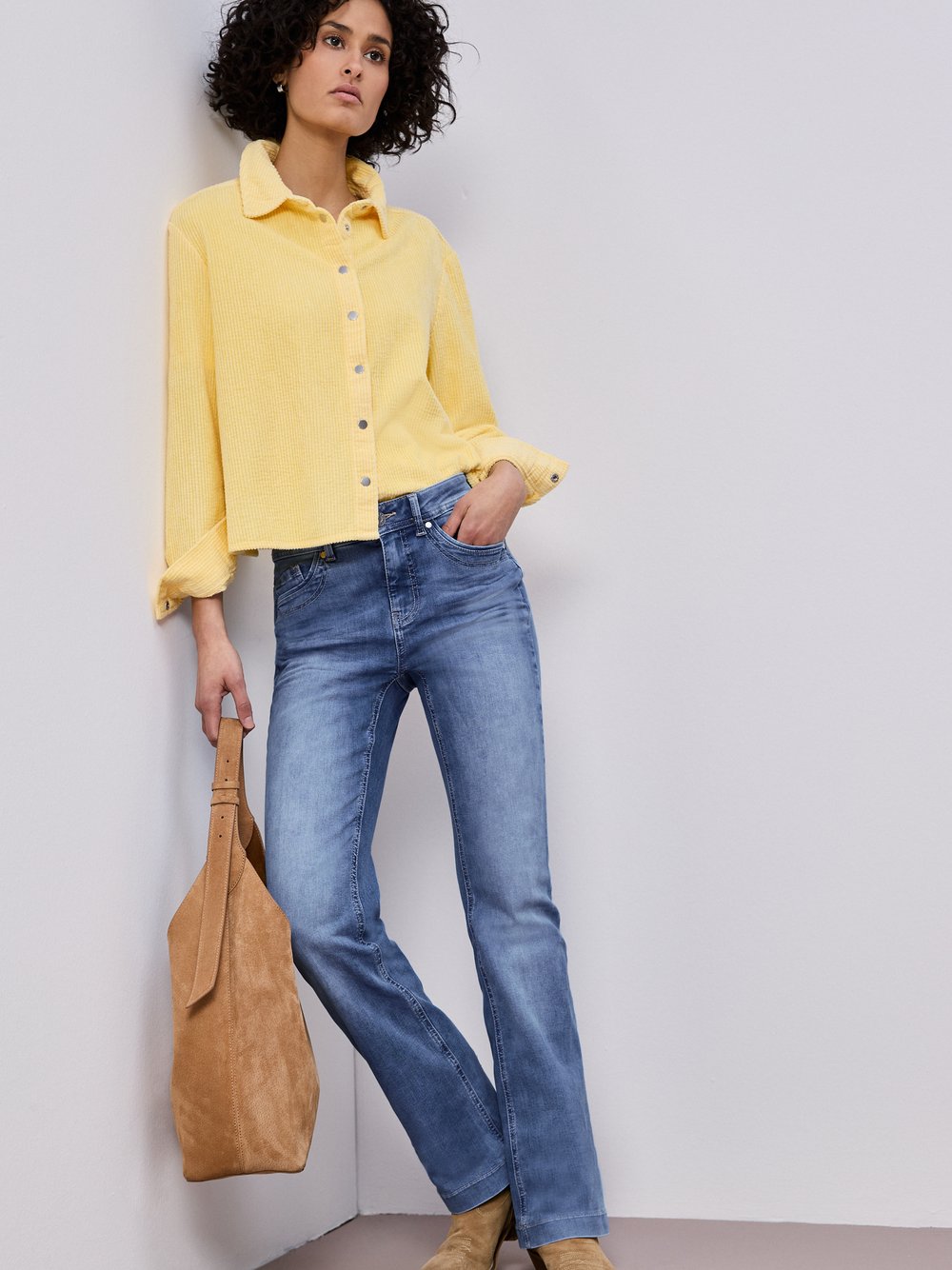 Thumbnail - Street One Bootcut Jeans Damen Baumwolle blau, 33-30