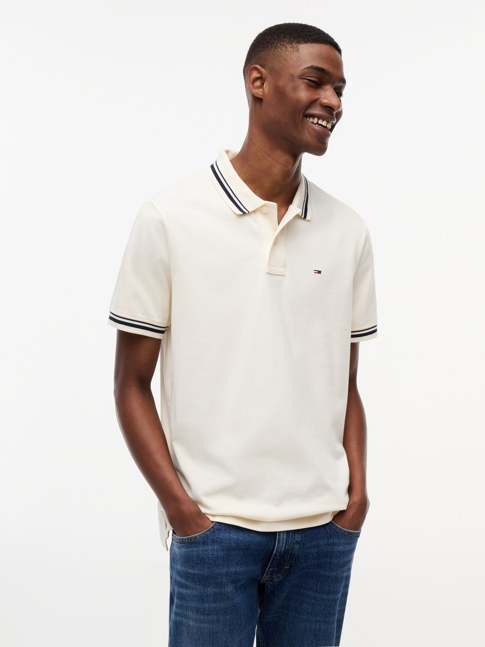 Tommy Jeans koszulka polo Mężczyźni Bawełna (100%) beżowy, S