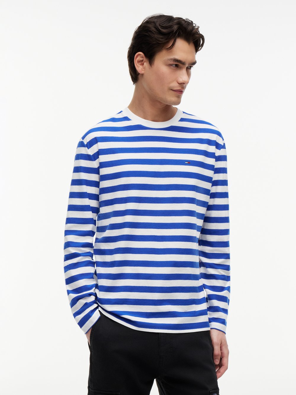 Tommy Jeans Męska koszula z długim rękawem Mężczyźni Bawełna (100%) niebieski, XL