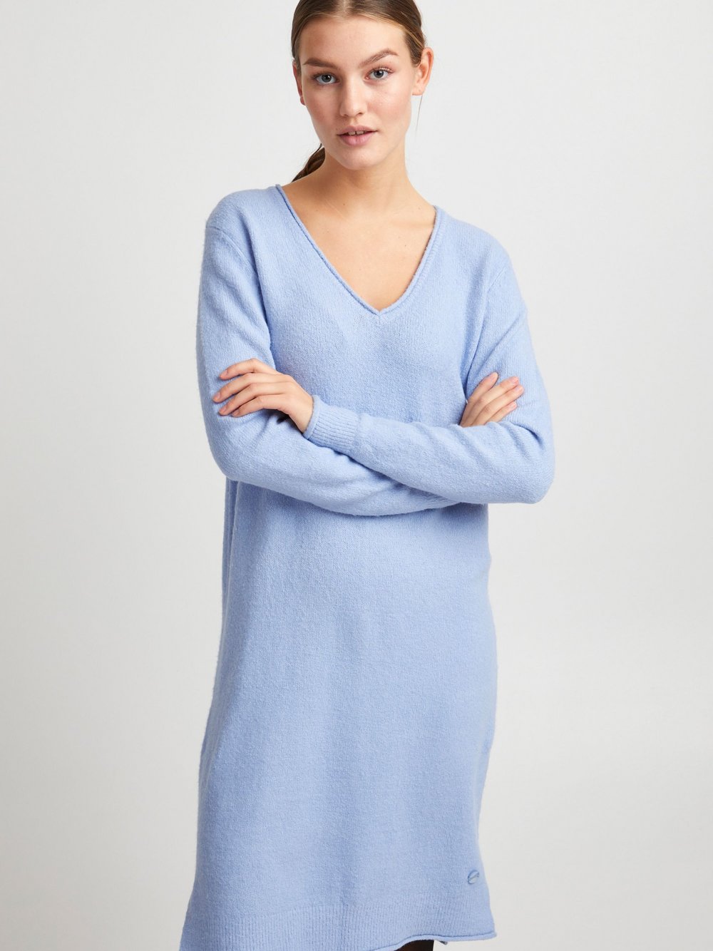 OXMO Strickkleid Damen blau meliert, L