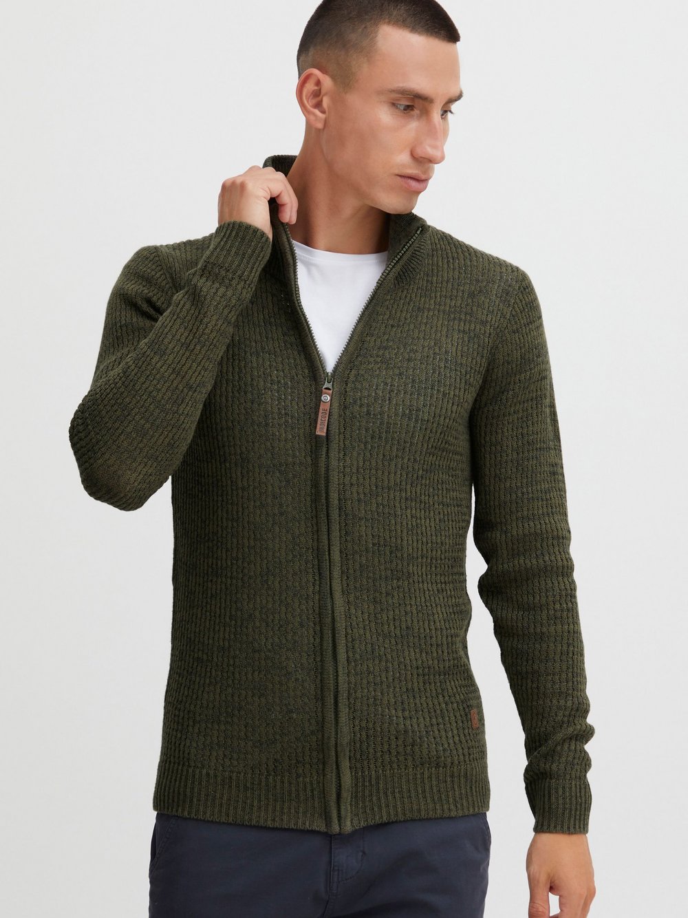 Indicode Strickjacke Herren Baumwolle grün meliert, XXXL