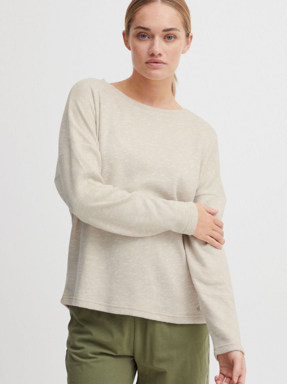 OXMO Sweatshirt Damen beige meliert, XS