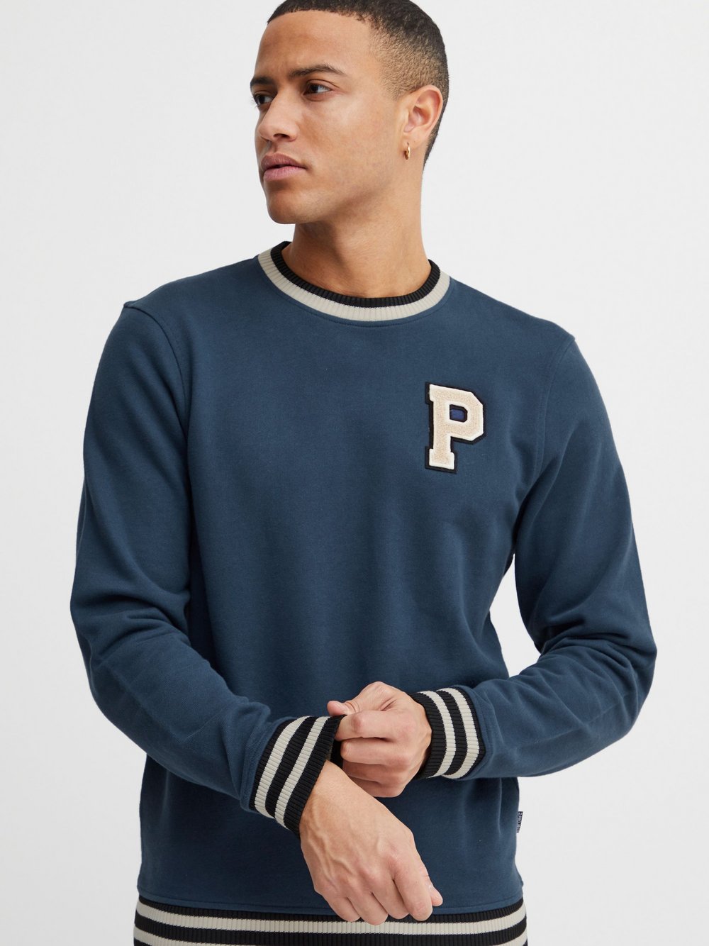 11 Project Sweatshirt Herren Baumwolle blau gemustert, XXL