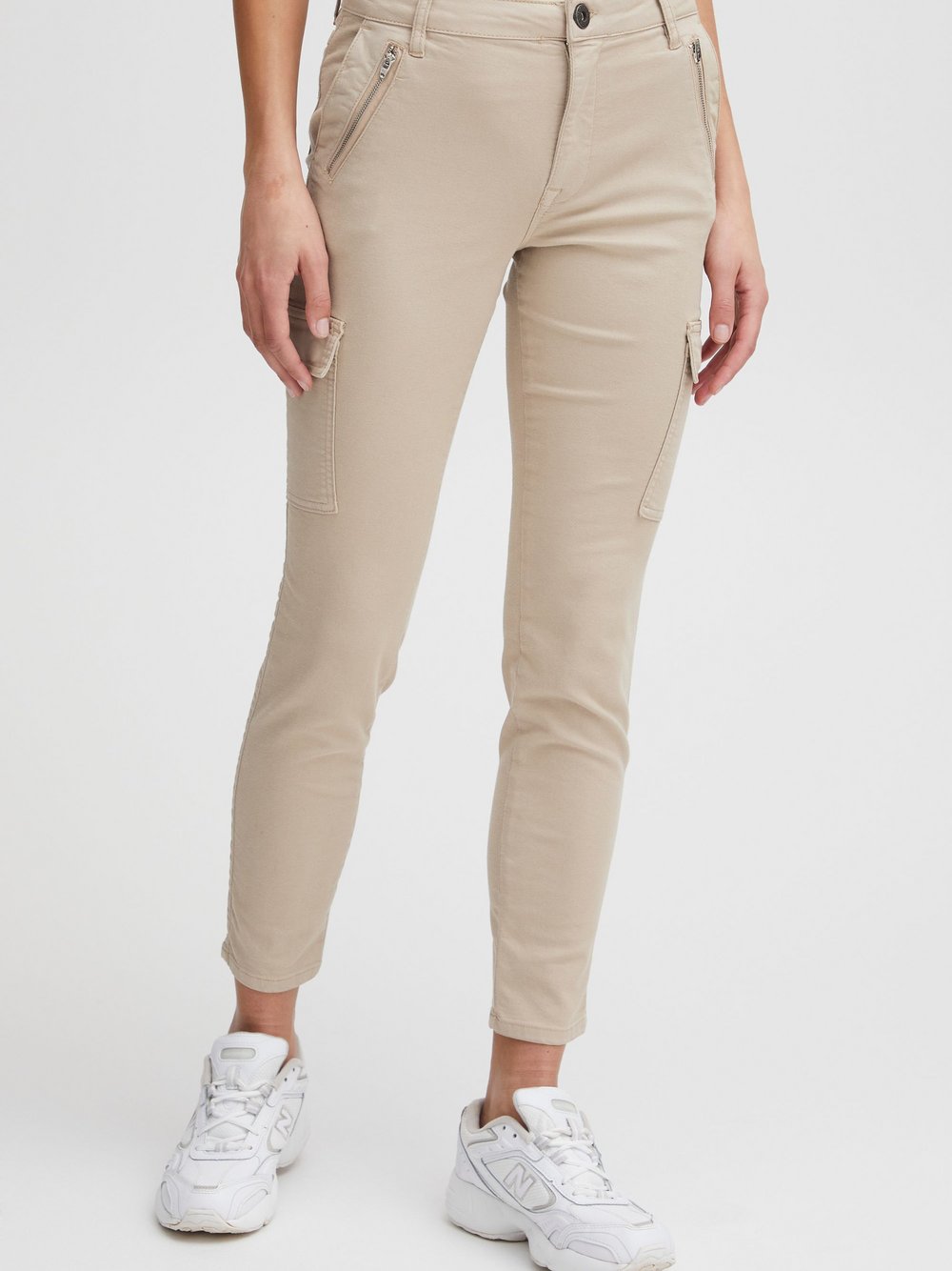 PULZ Jeans Cargohose Damen Baumwolle beige, 40