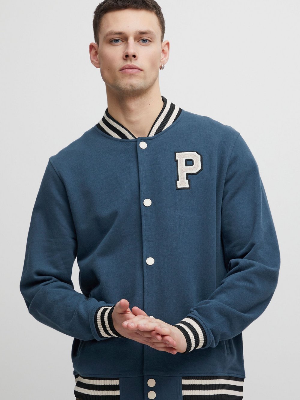 11 Project Collegejacke Herren Baumwolle blau, L