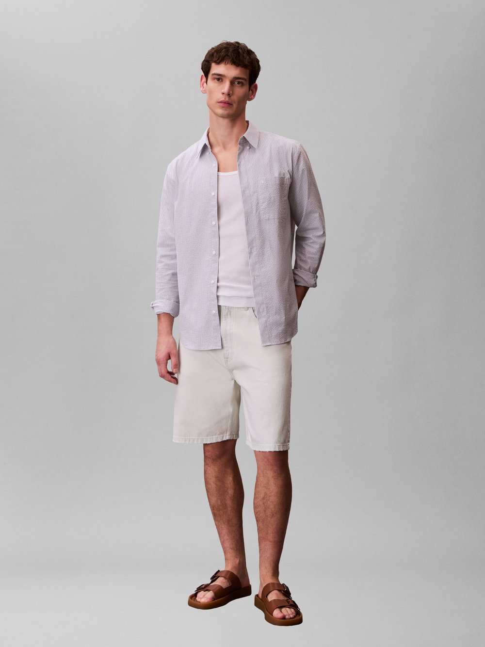 Calvin Klein Jeans Anzughose Jeans-Bermuda Herren Baumwolle (100%) weiß, 31