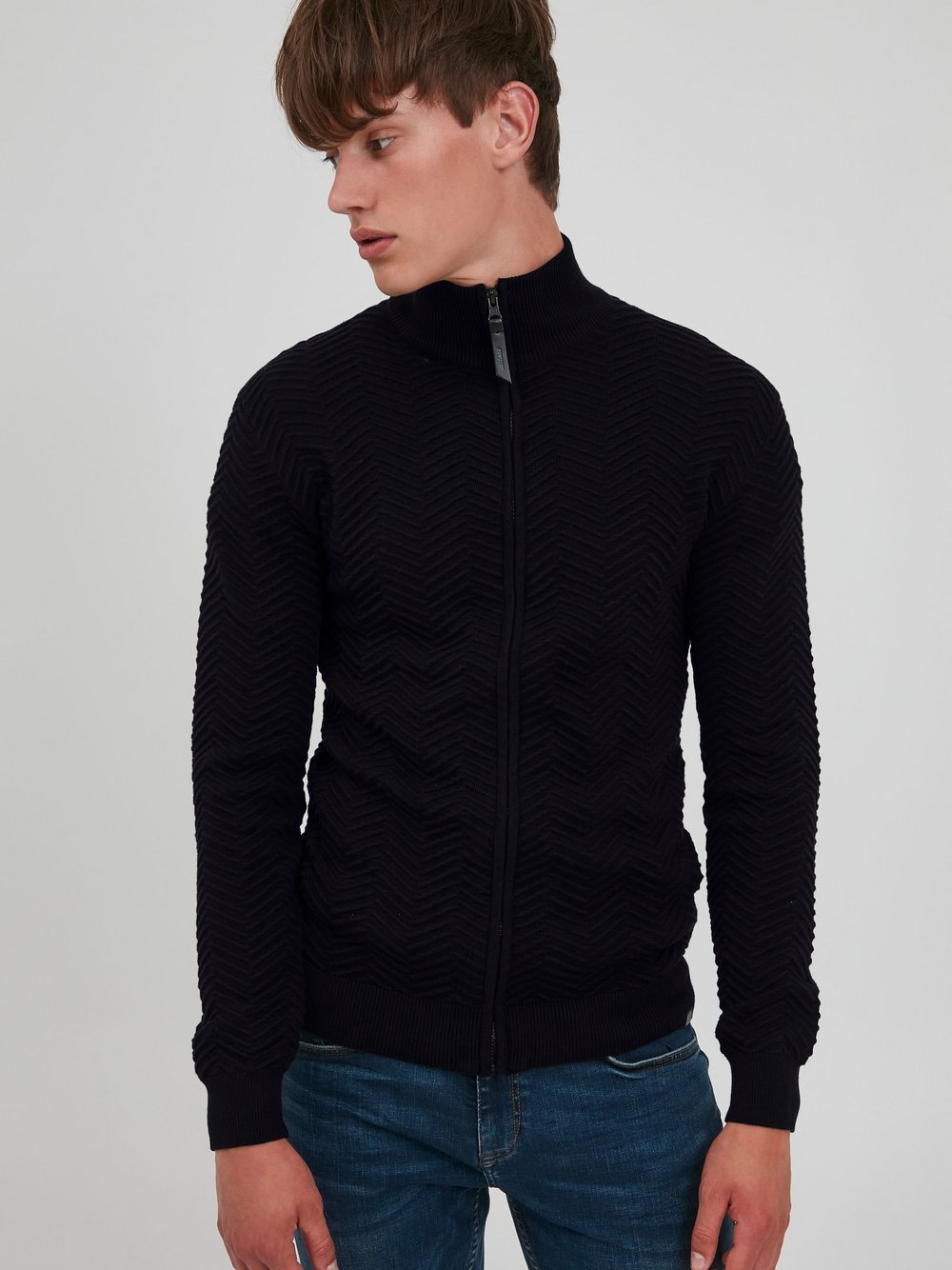 Indicode Strickjacke Herren schwarz gemustert, XXL