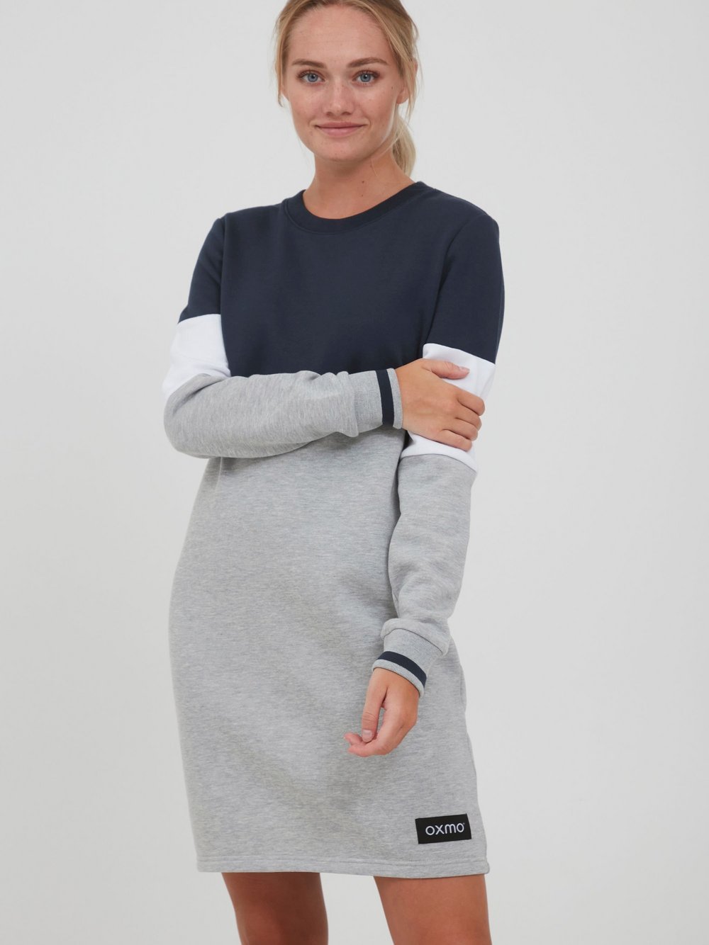 OXMO Sweatkleid Damen blau gemustert, XXL