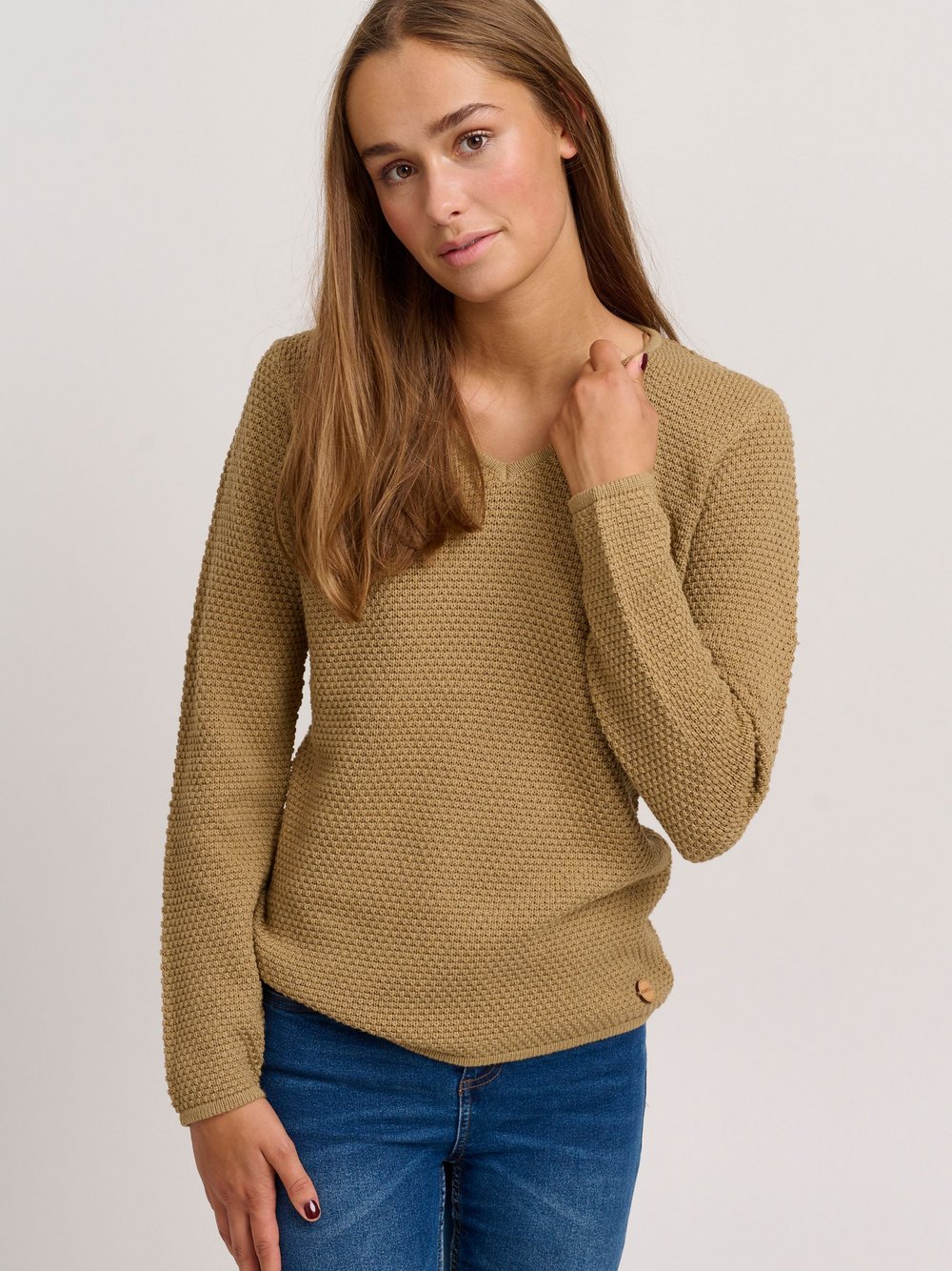 OXMO Strickpullover Damen Baumwolle braun, XXL