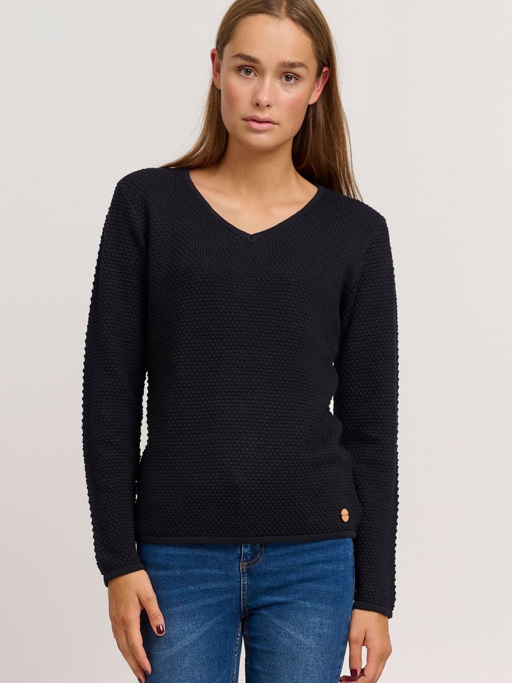 OXMO Strickpullover Damen Baumwolle schwarz, S