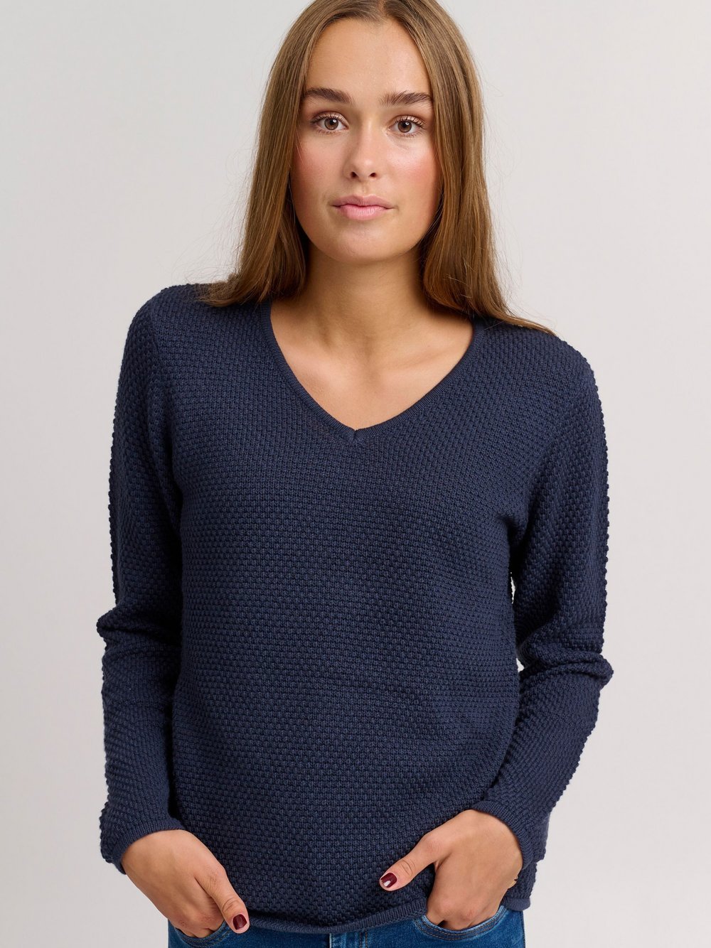 OXMO Strickpullover Damen Baumwolle blau, L