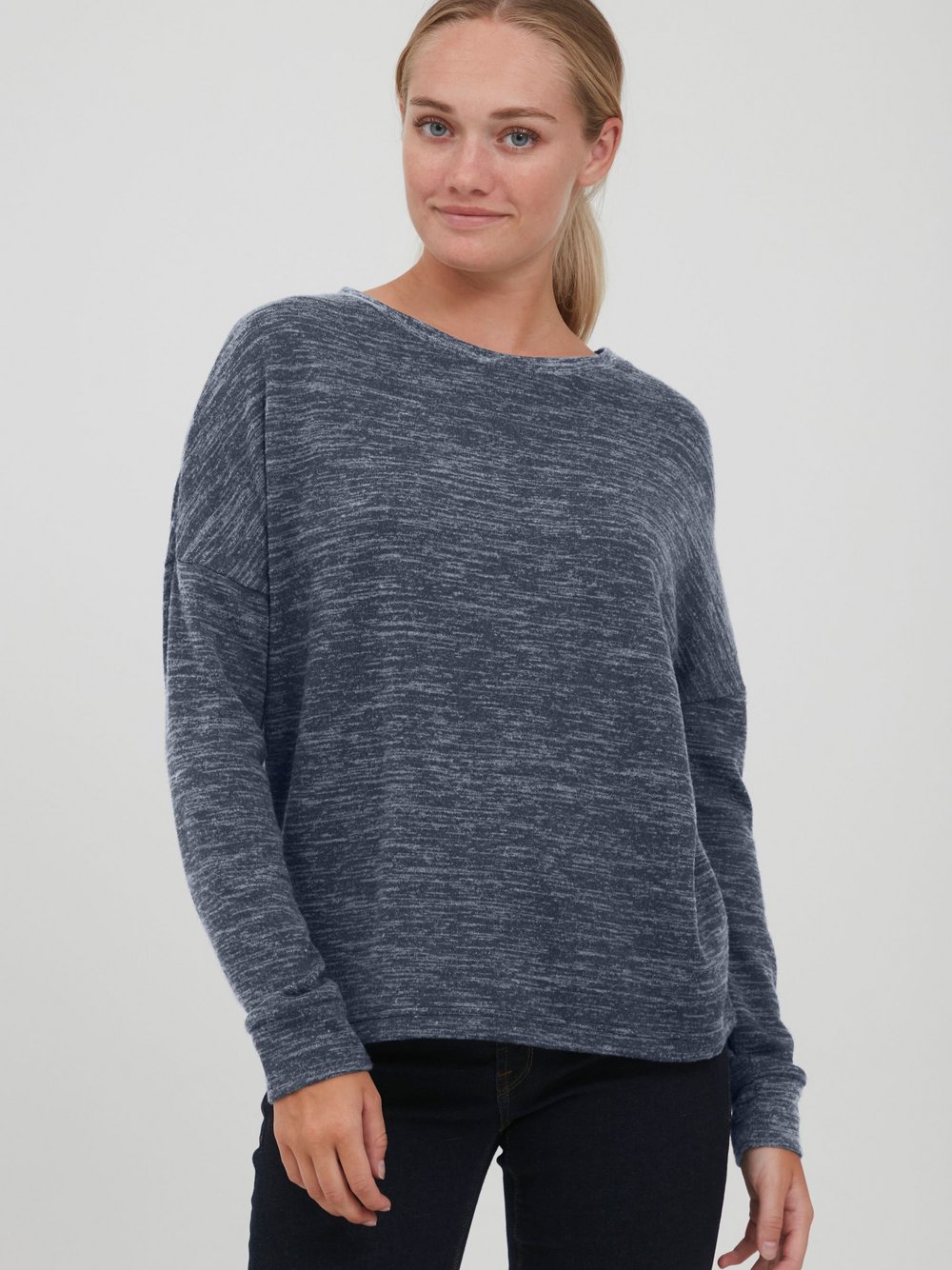 OXMO Sweatshirt Damen Viskose blau meliert, XS