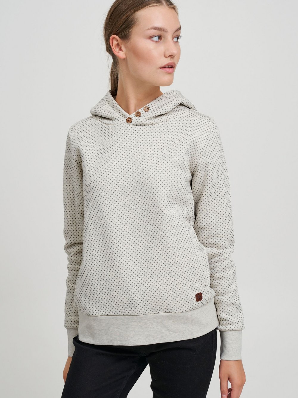 OXMO Kapuzenpullover Damen grau gepunktet, XXL