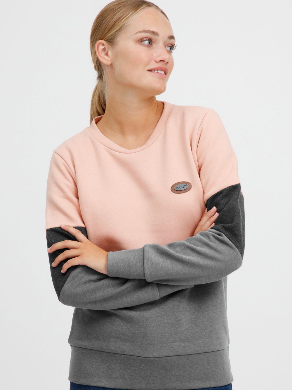 OXMO Sweatshirt Damen rosa gemustert, L