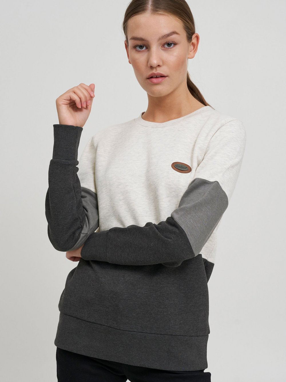 OXMO Sweatshirt Damen grau gemustert, L