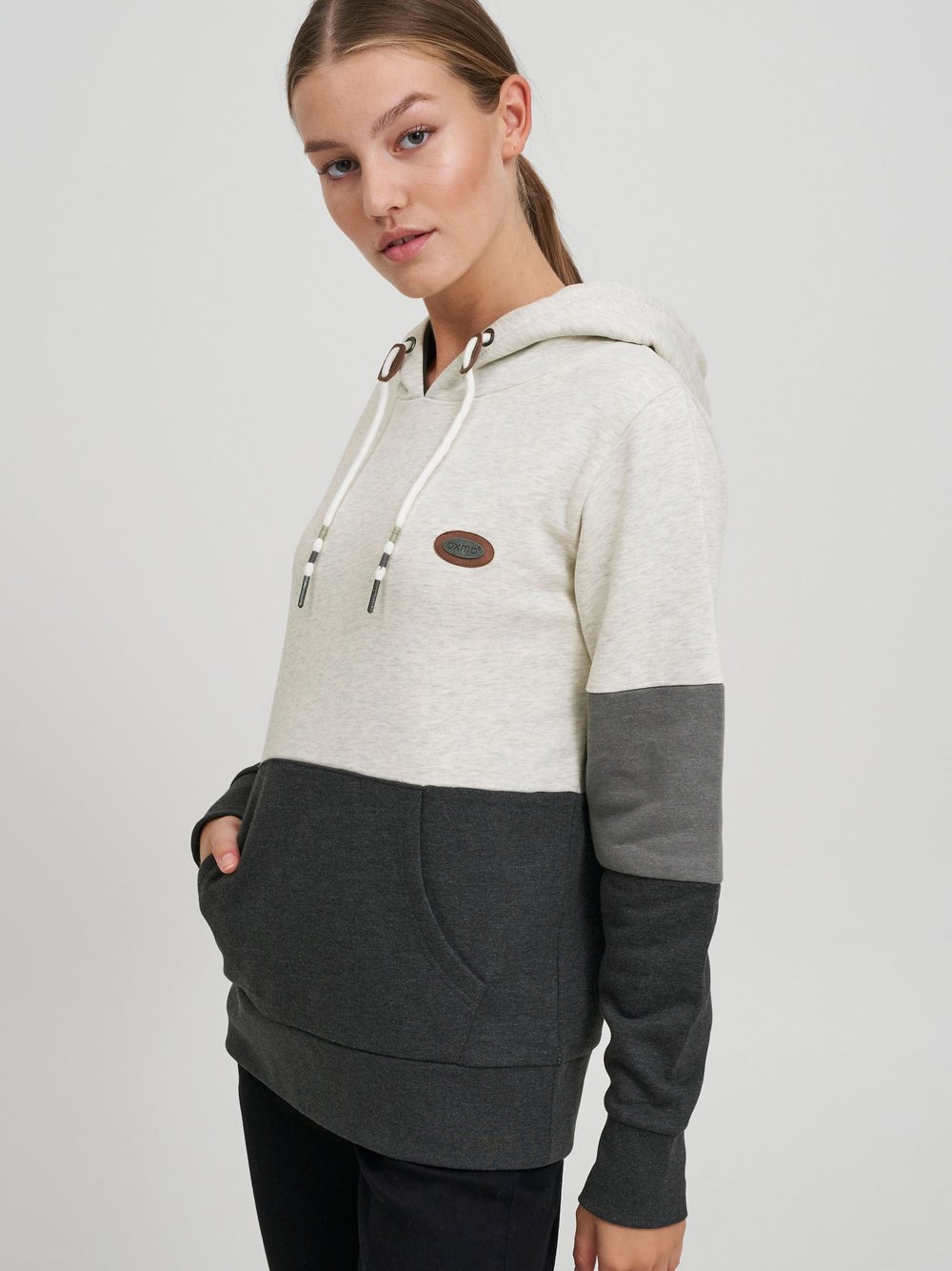 OXMO Hoodie Damen grau gemustert, M