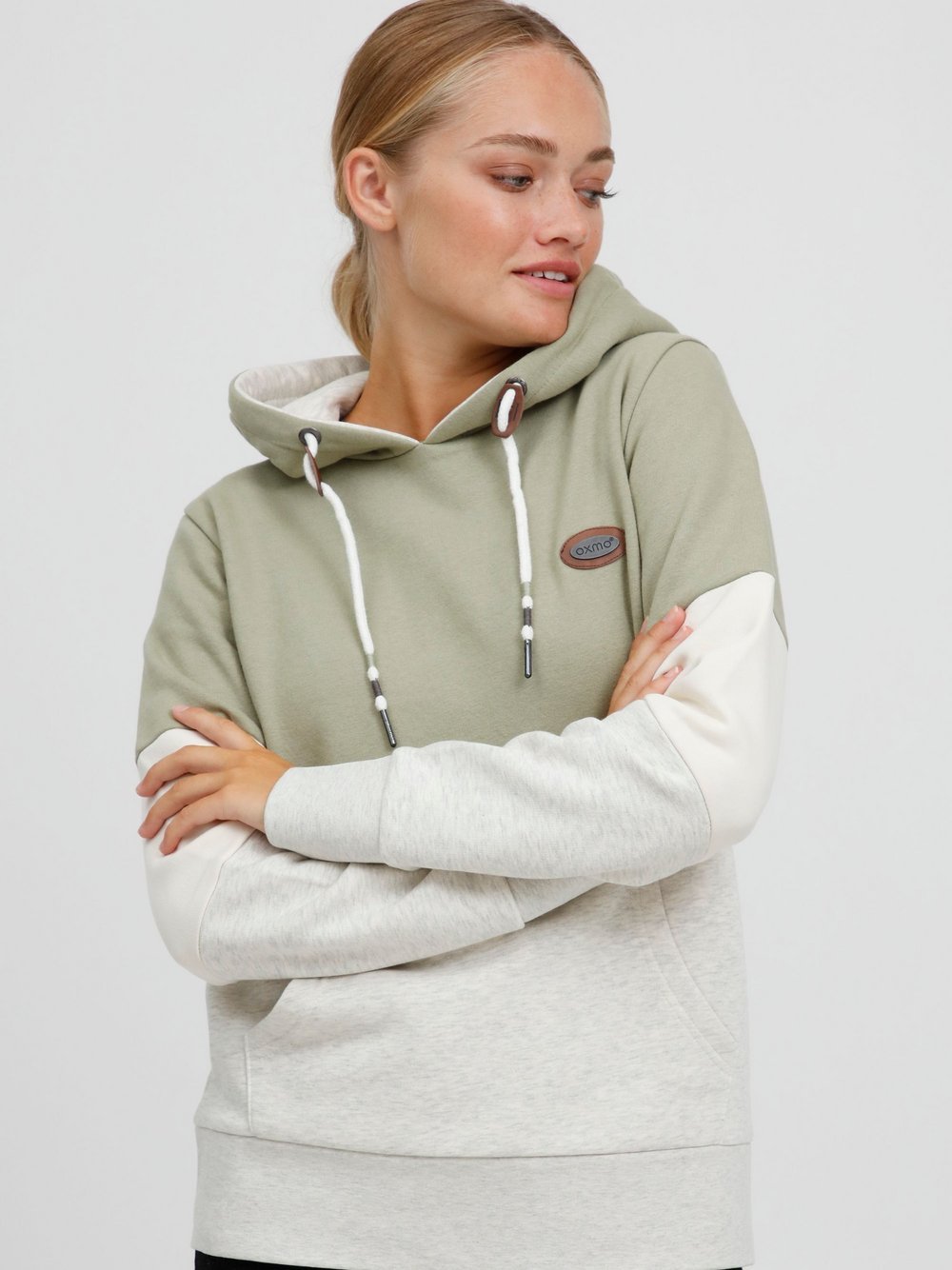 OXMO Hoodie Damen grün gemustert, XS