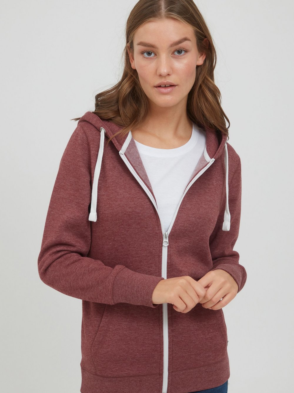 OXMO Kapuzensweatjacke Damen rot meliert, L