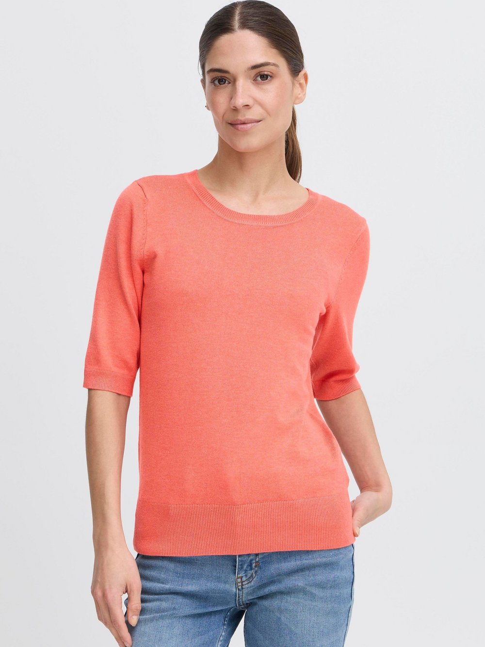 PULZ Jeans 3/4 Arm-Pullover Damen Viskose orange, S